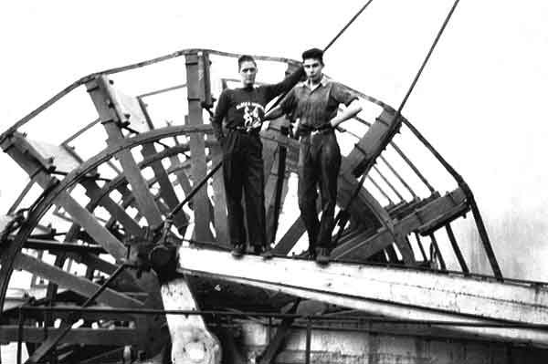Two Men Standing Together On Stern Of Casca Sternwheeler Whitehorse Yukon 1949 Paddle Wheeler Nasutlin Steamer
